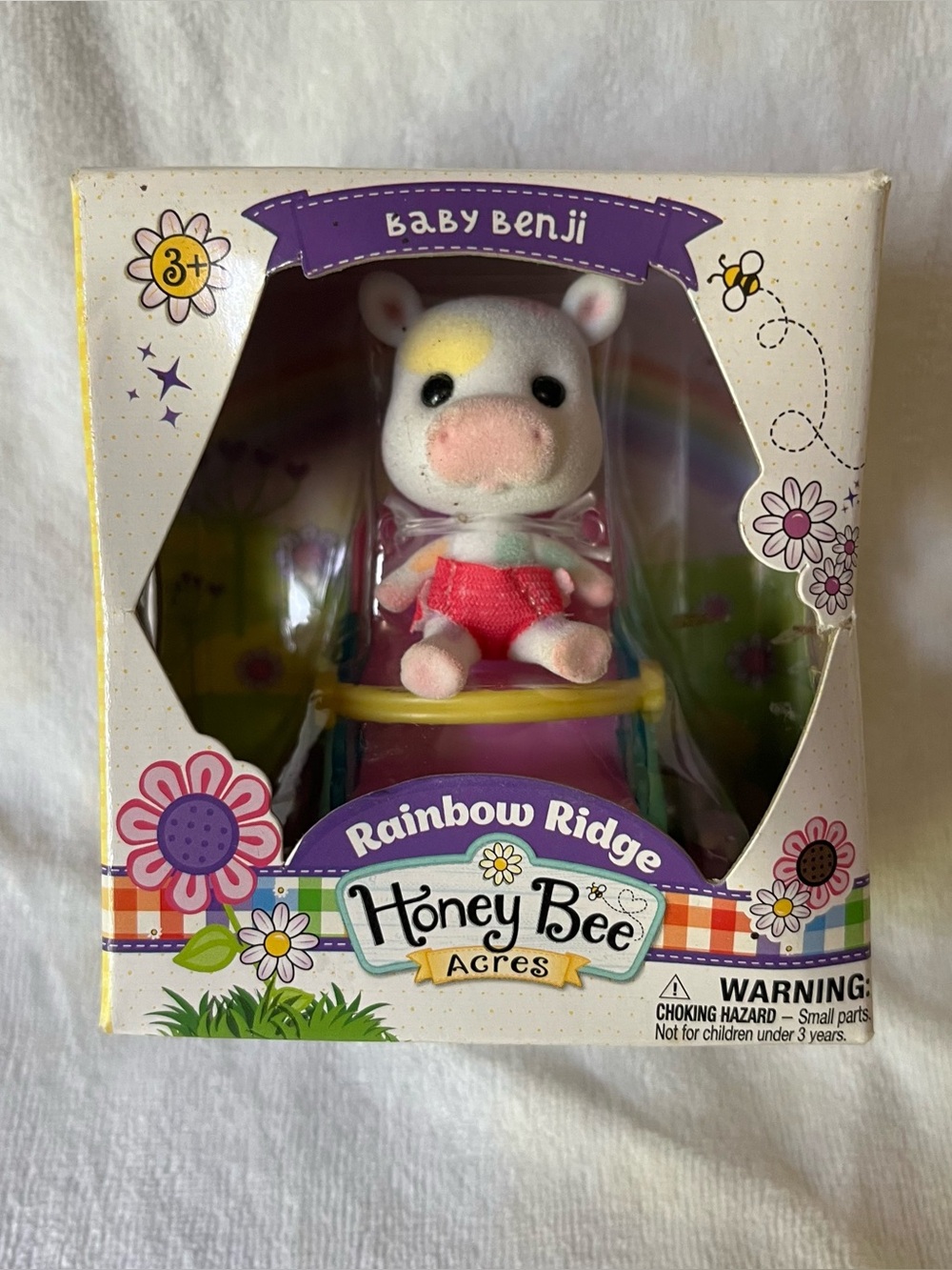 Honey Bee Acres Rainbow Ridge Baby Benji Cow Calf Figure and Stroller Mini Set